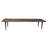 Low Slatted Bench with Brass Accents