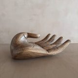 Large Light Wood Open Palm Sculpture