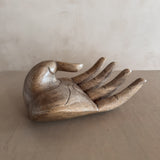 Large Light Wood Open Palm Sculpture