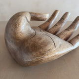 Large Light Wood Open Palm Sculpture
