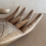 Large Light Wood Open Palm Sculpture