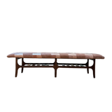 Patchwork Suede and Walnut Bench