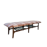 Patchwork Suede and Walnut Bench