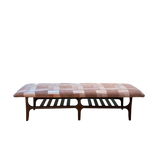 Patchwork Suede and Walnut Bench