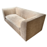 Curved Arm Loveseat in Champagne Velvet